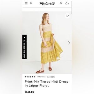 Madewell Print-Mix Tiered Midi Dress in Jaipur Floral